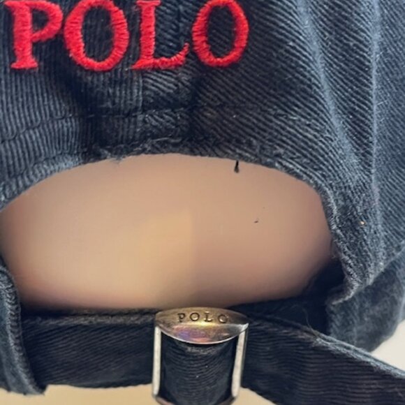 Polo Ralph Lauren Cotton Embroidered Logo Black Baseball Cap Hat Adjustable - Picture 8 of 12